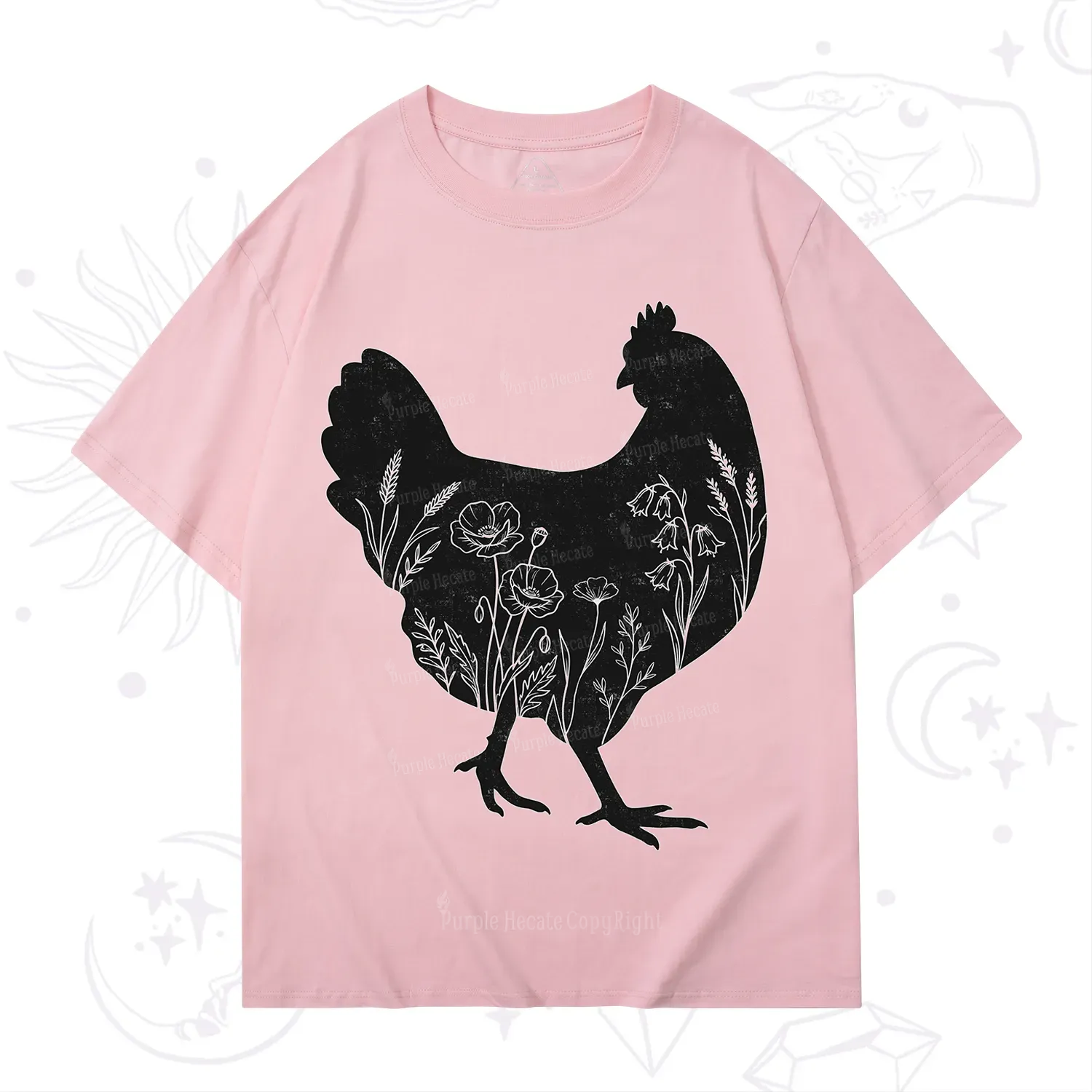 Purplehecate Floral Chicken T-Shirt