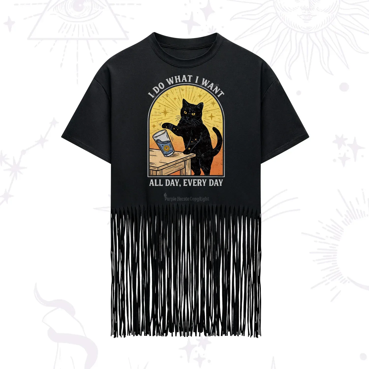 Purplehecate I Do What I What Fringe Hem T-Shirt