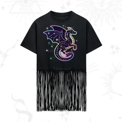 Purplehecate Celestial Dragon Fringe Hem T-Shirt