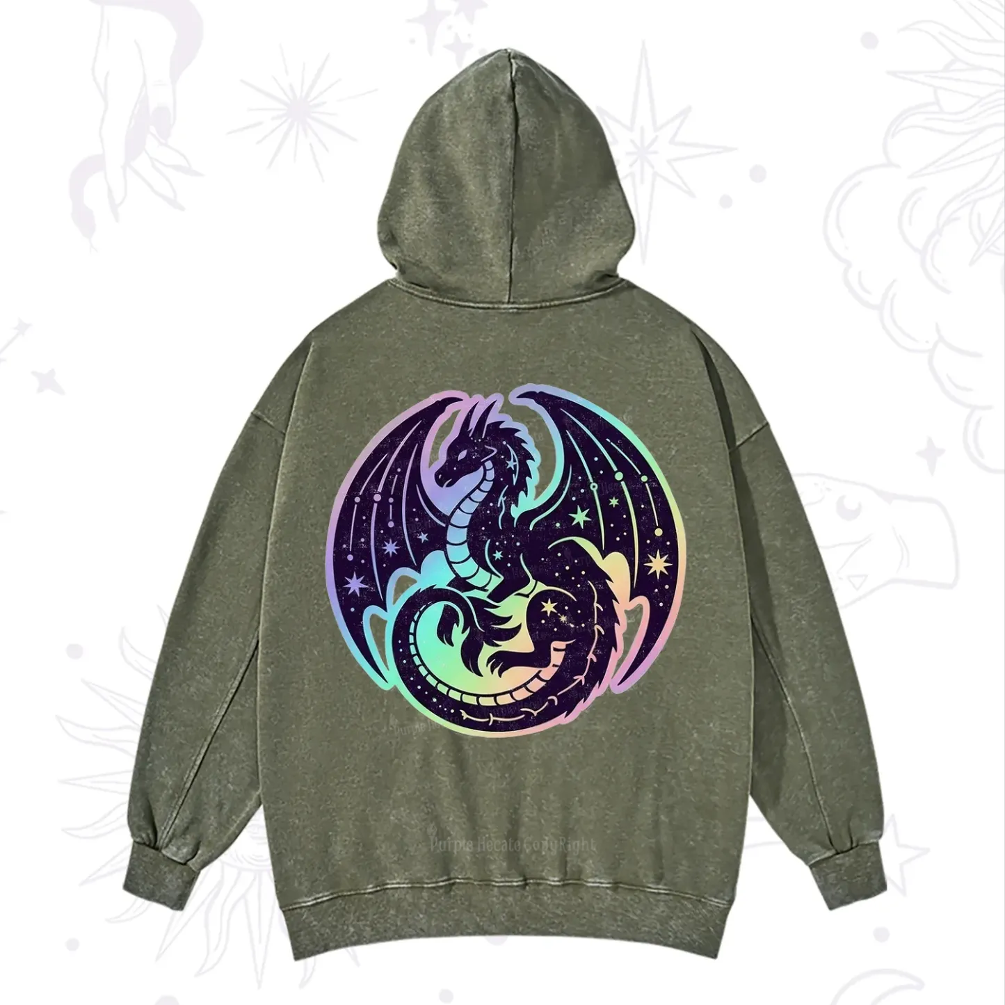 Purplehecate Cosmic Dragon Washed Hoodie
