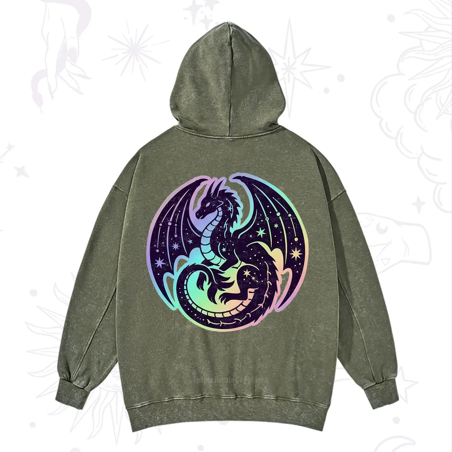 Purplehecate Cosmic Dragon Washed Hoodie