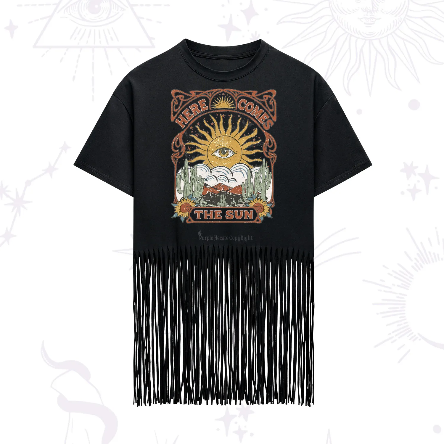 Purplehecate Here Comes The Sun Fringe Hem T-Shirt