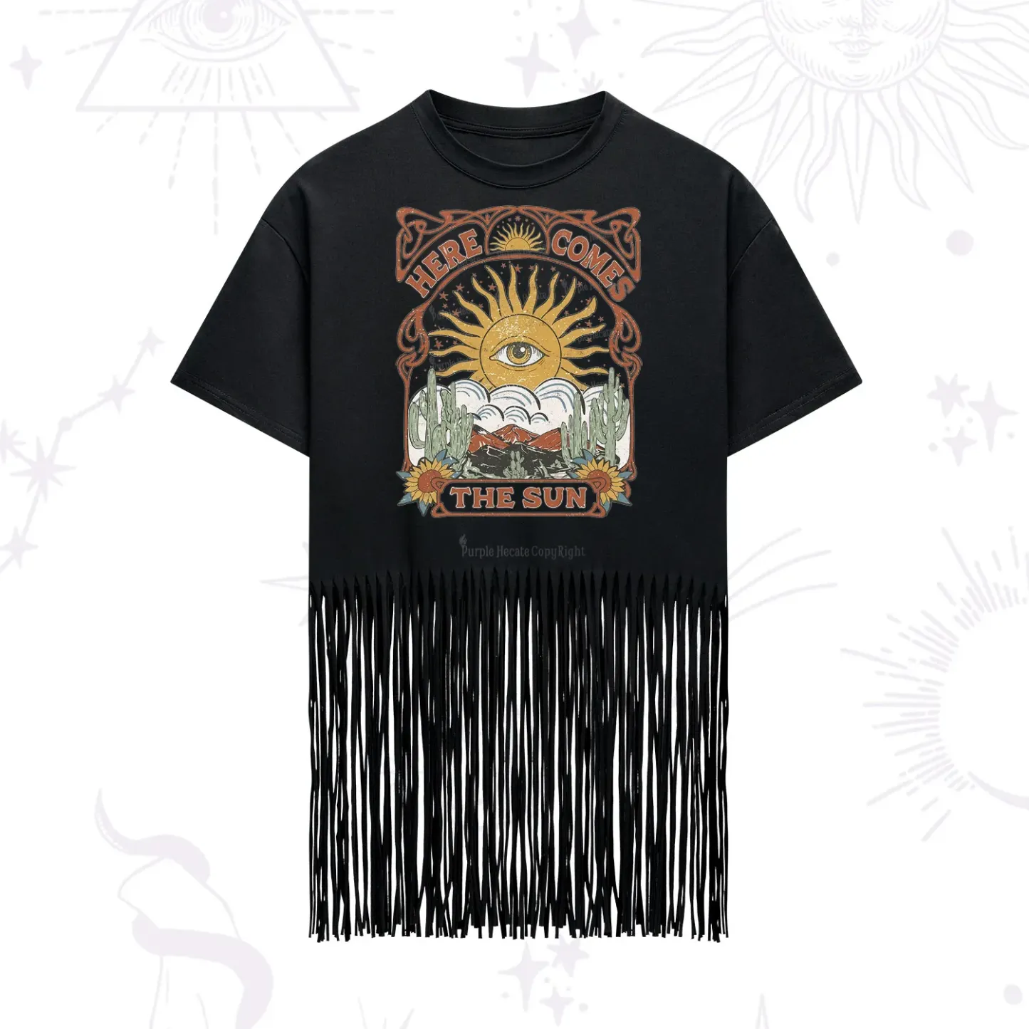 Purplehecate Here Comes The Sun Fringe Hem T-Shirt