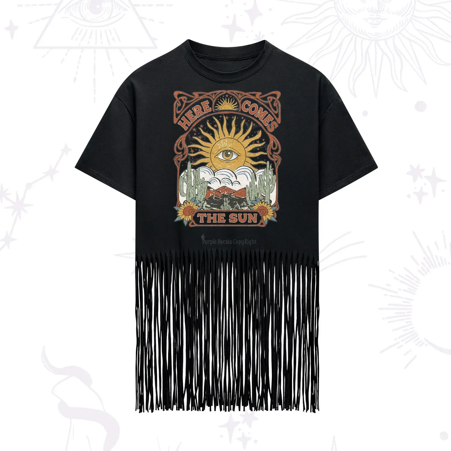 Purplehecate Here Comes The Sun Fringe Hem T-Shirt