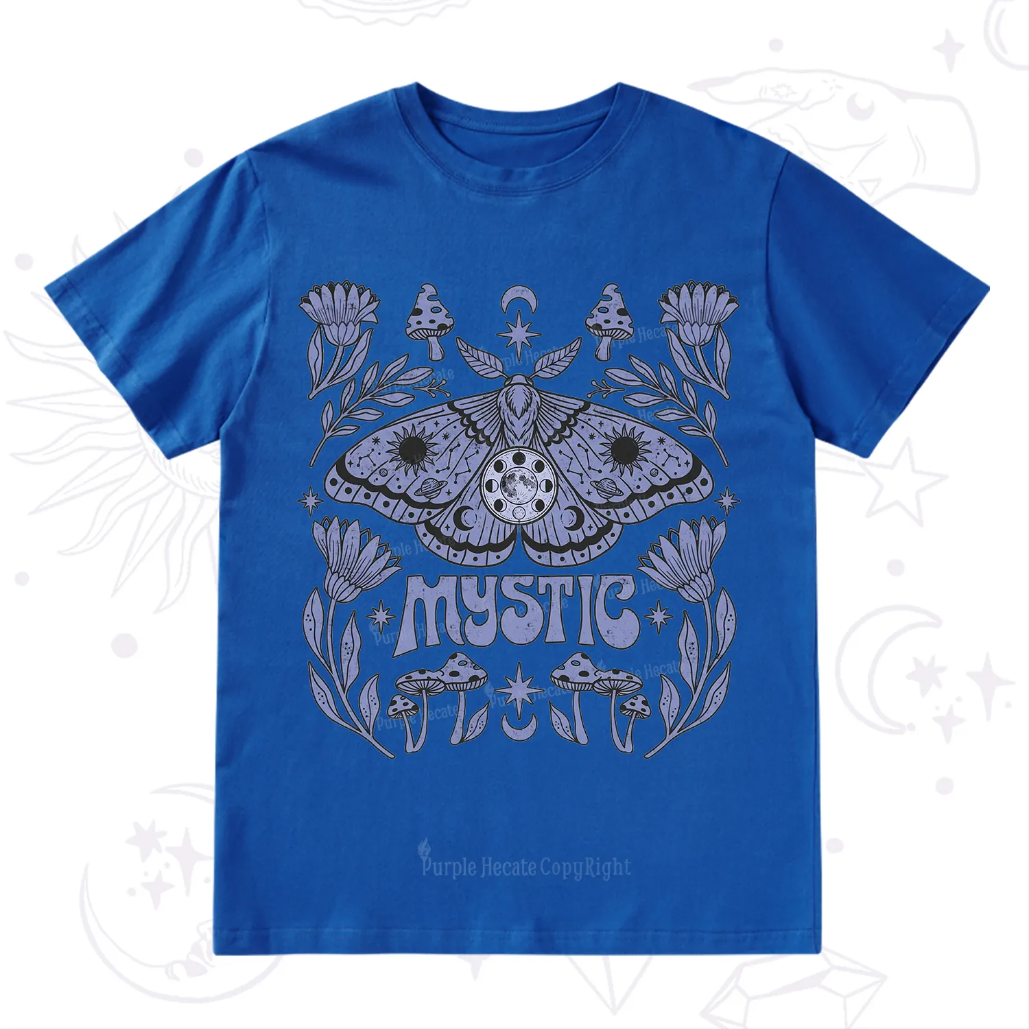 Purplehecate Celestial Moth Mushrooms T-Shirt