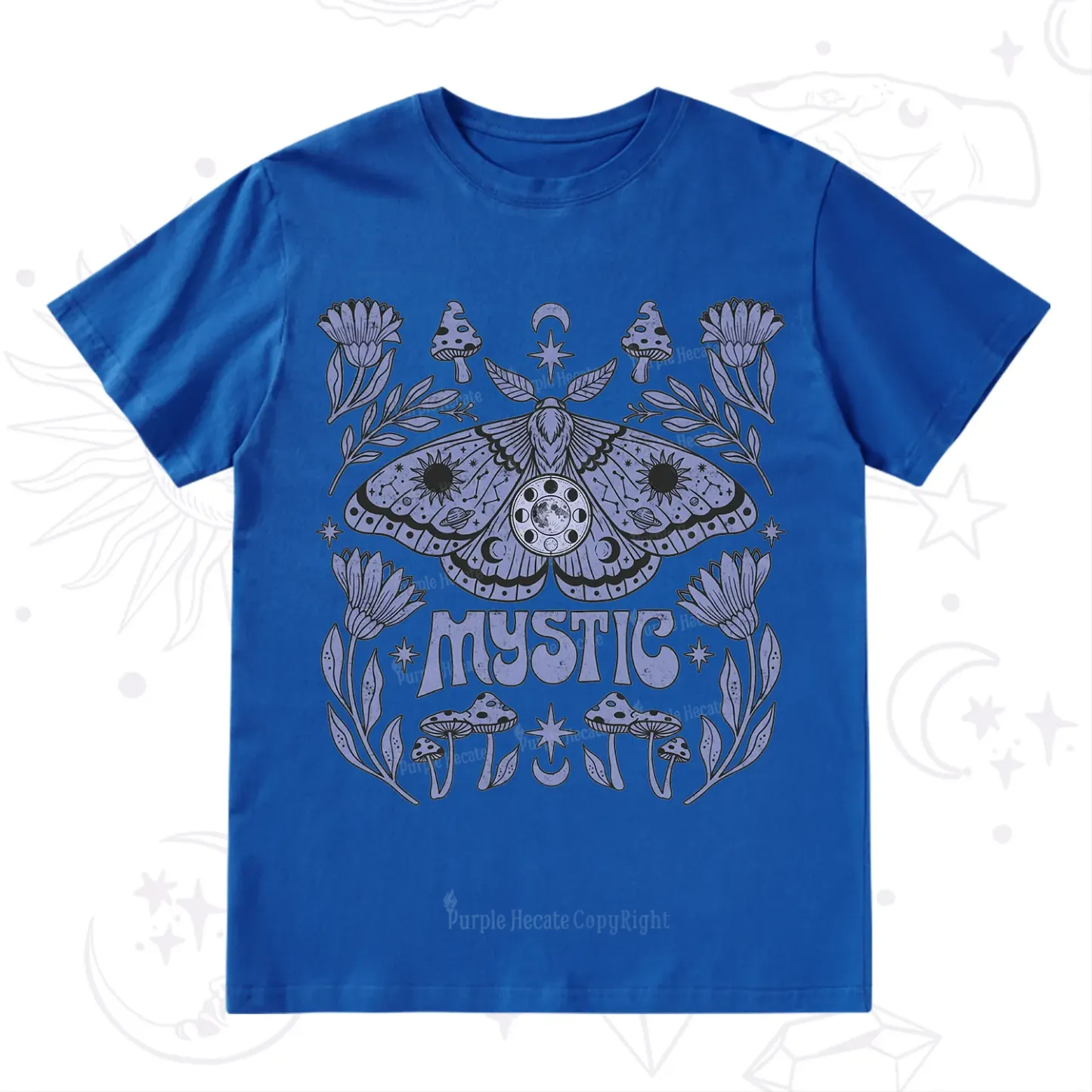 Purplehecate Celestial Moth Mushrooms T-Shirt