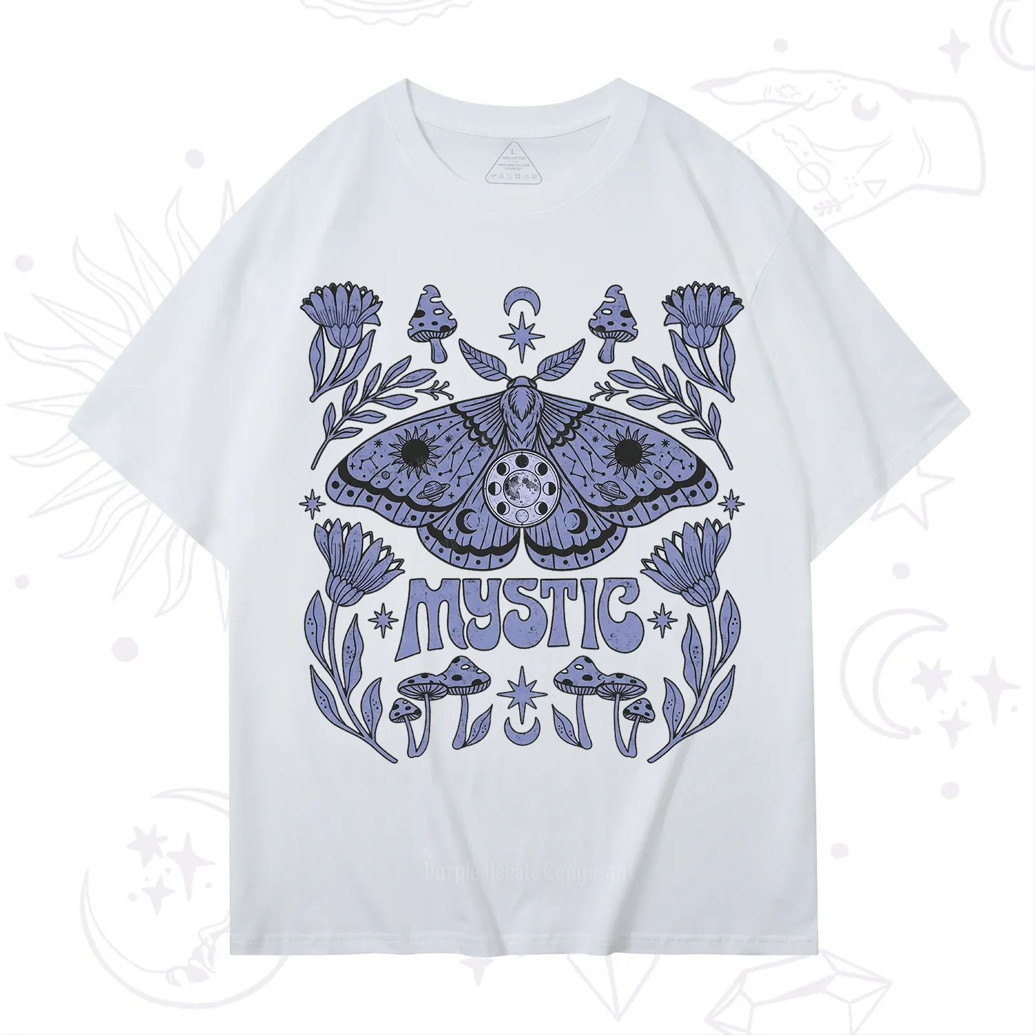 Purplehecate Celestial Moth Mushrooms T-Shirt