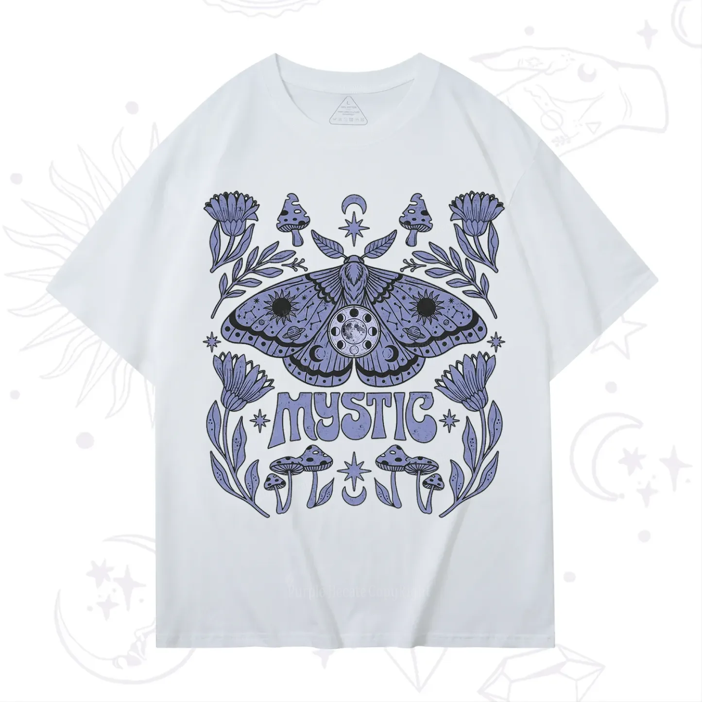 Purplehecate Celestial Moth Mushrooms T-Shirt