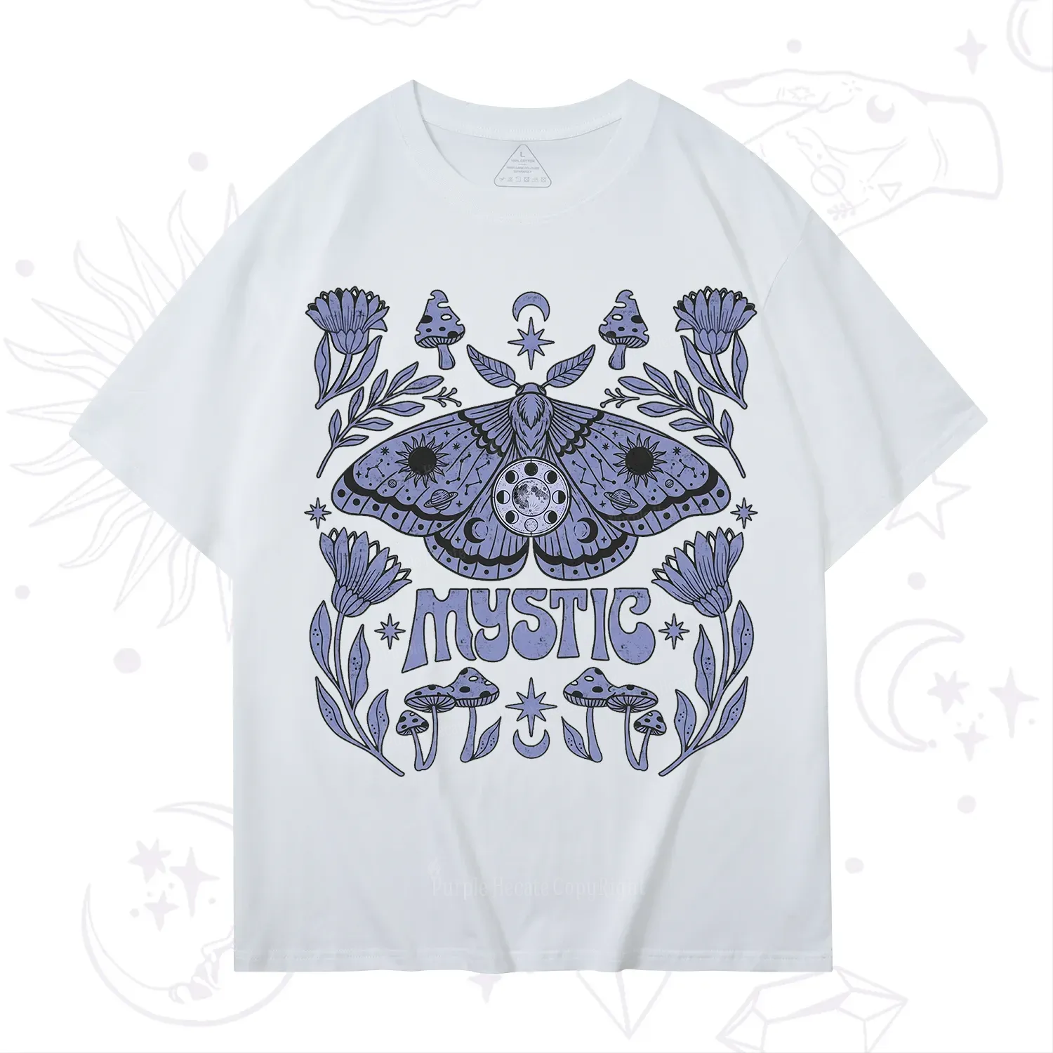 Purplehecate Celestial Moth Mushrooms T-Shirt