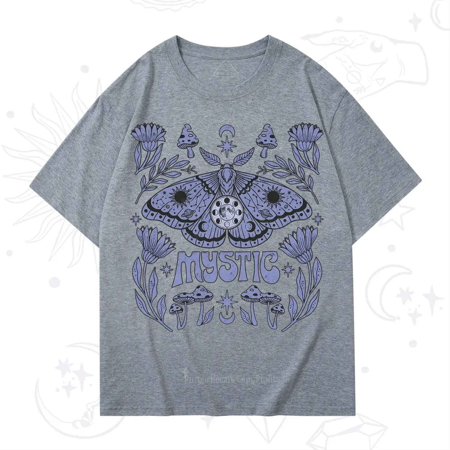 Purplehecate Celestial Moth Mushrooms T-Shirt