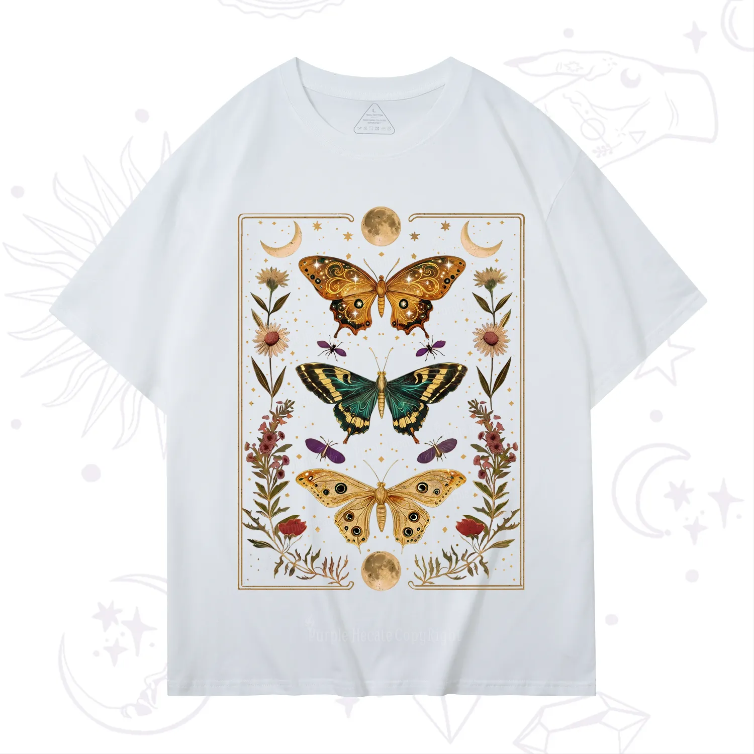 Purplehecate Sun and Moon Butterfly T-Shirt