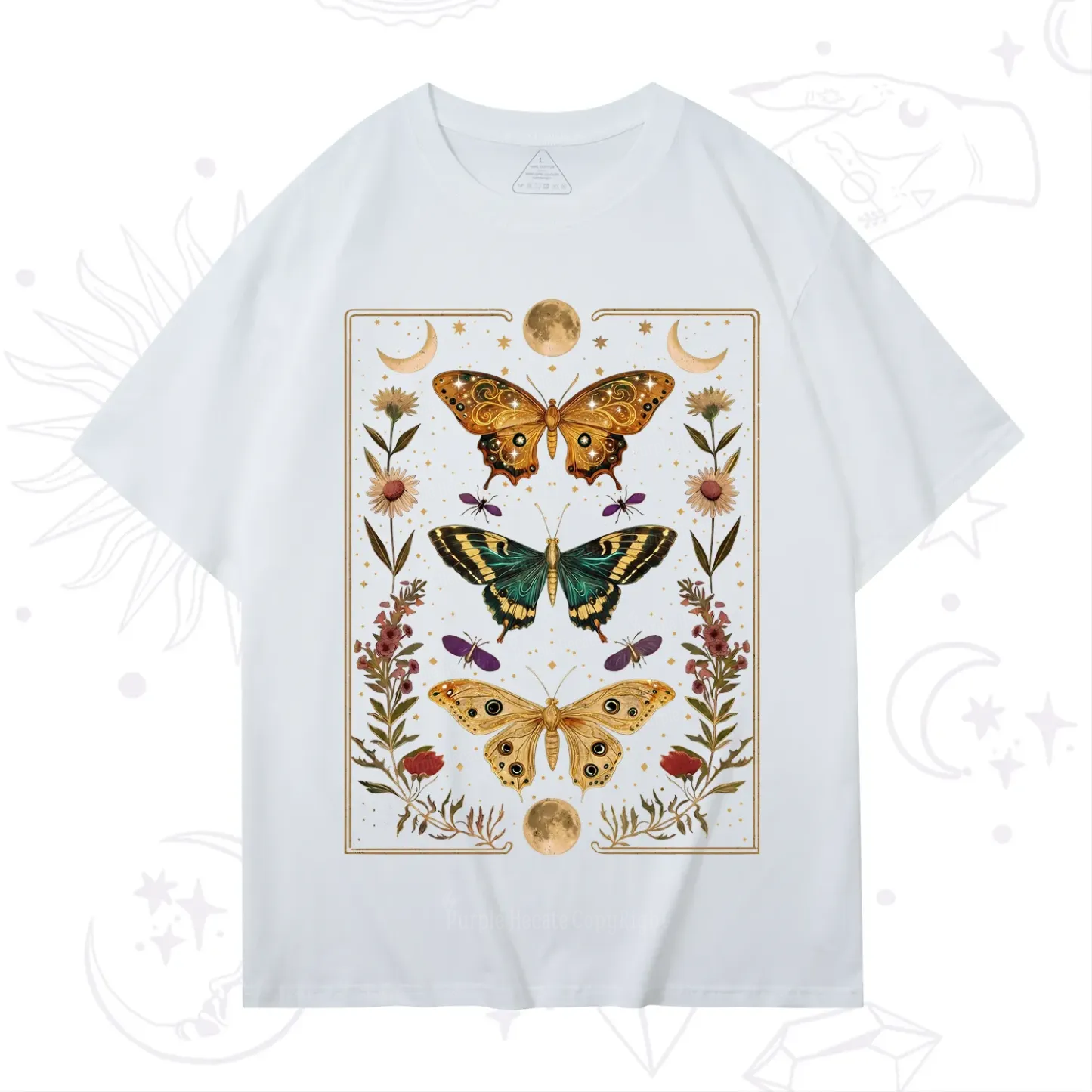 Purplehecate Sun and Moon Butterfly T-Shirt
