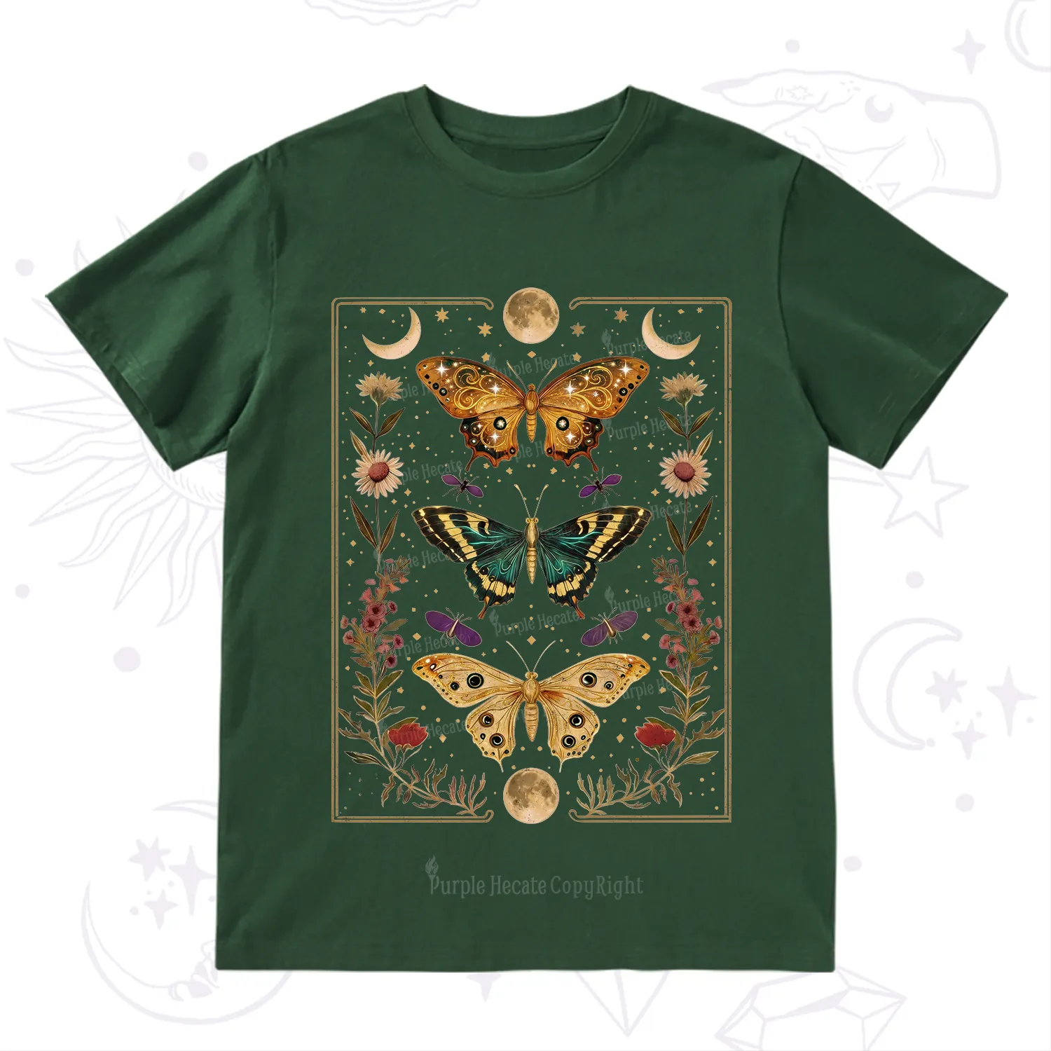 Purplehecate Sun and Moon Butterfly T-Shirt