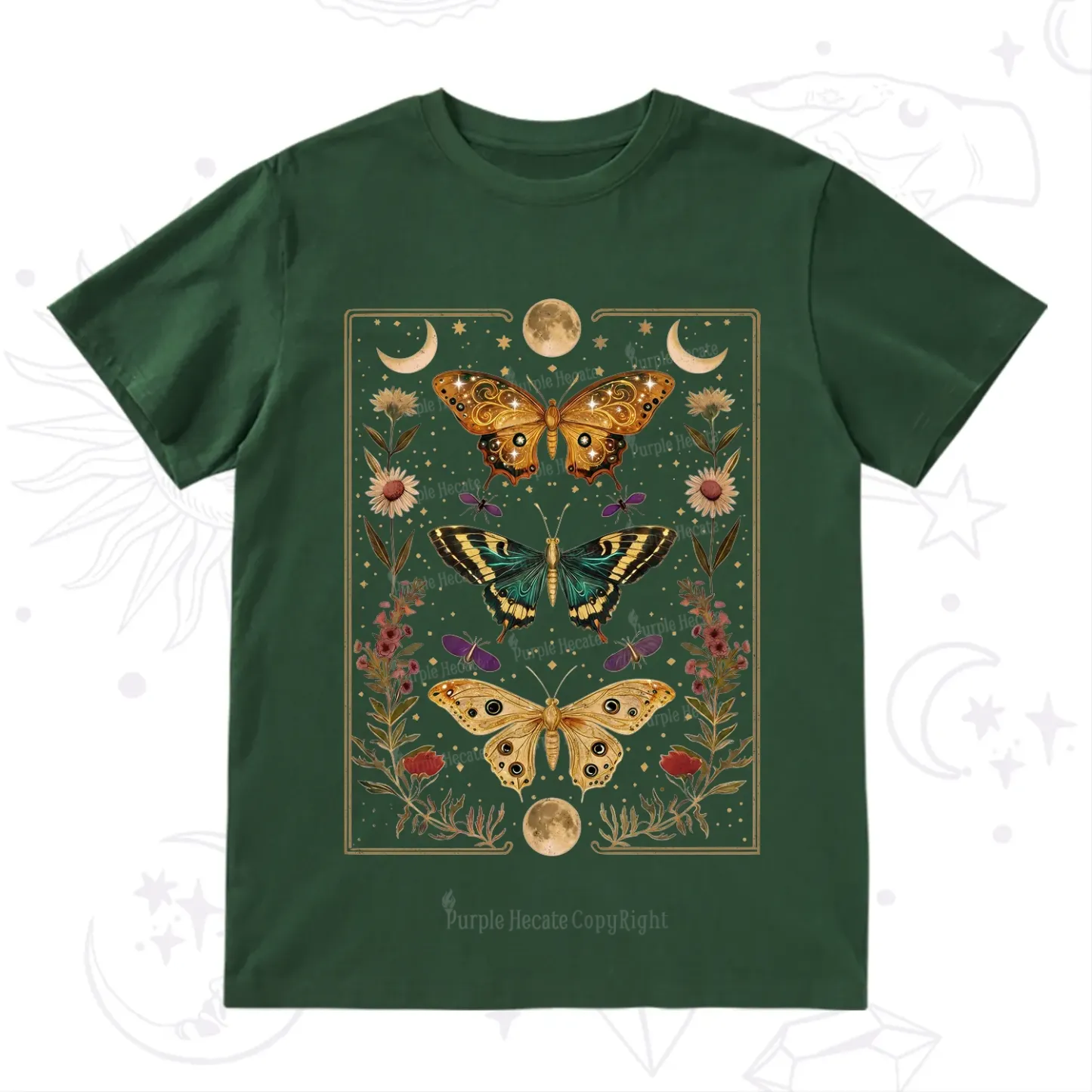 Purplehecate Sun and Moon Butterfly T-Shirt