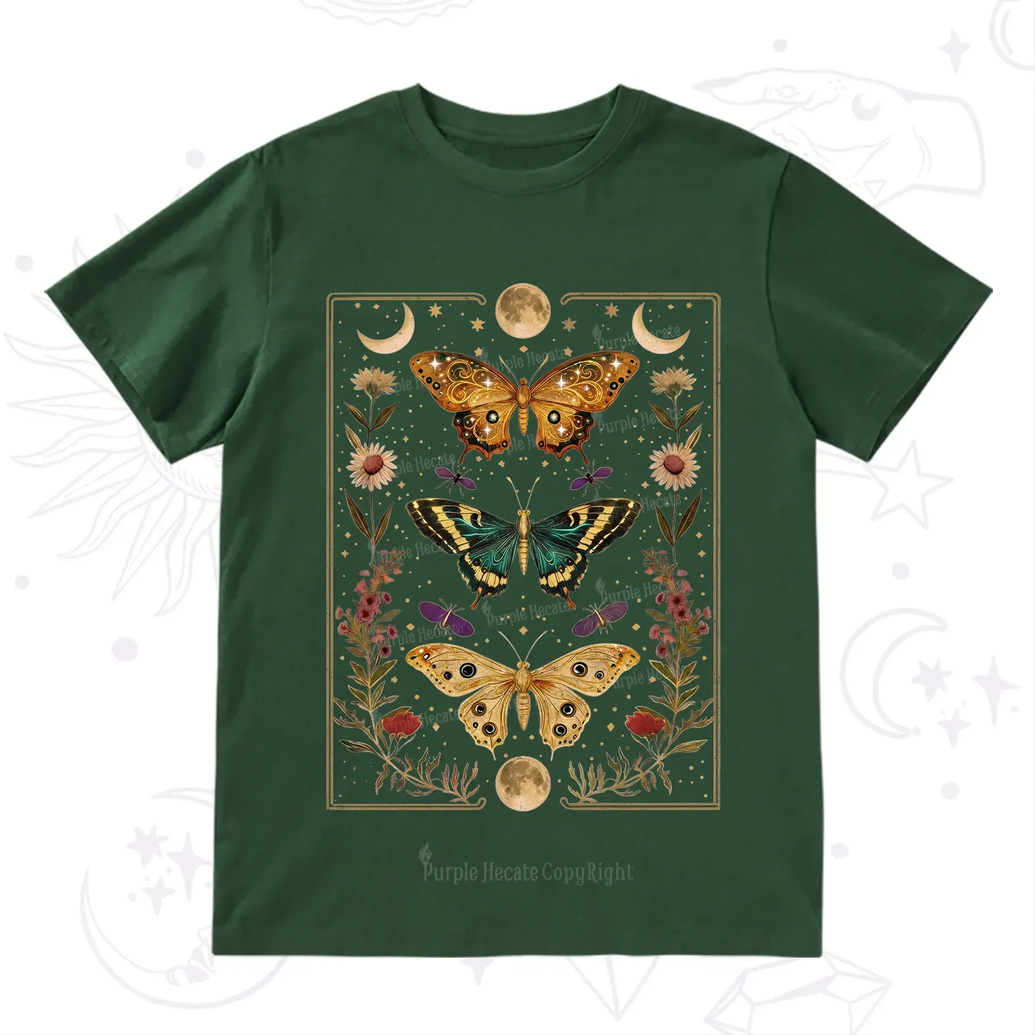 Purplehecate Sun and Moon Butterfly T-Shirt
