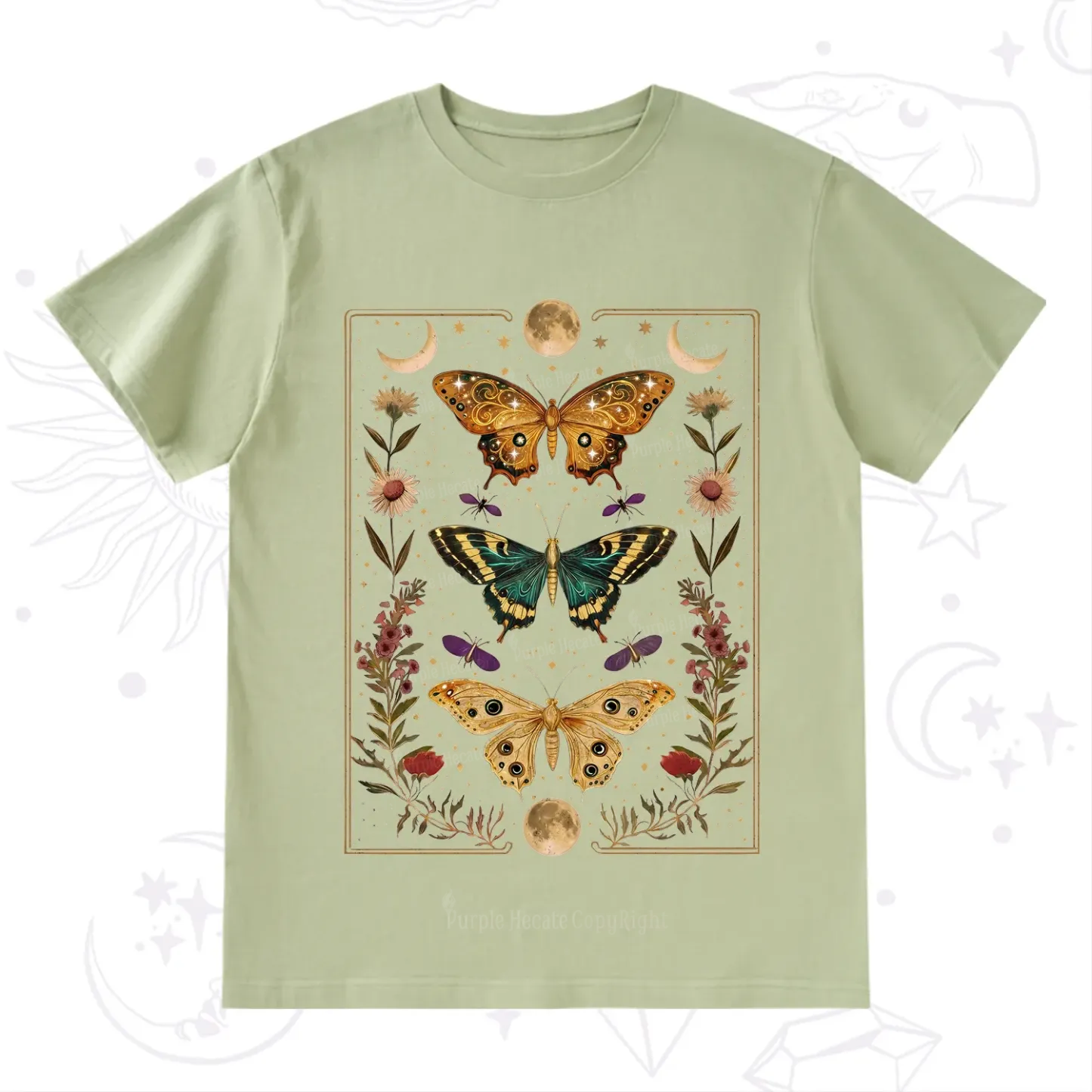 Purplehecate Sun and Moon Butterfly T-Shirt