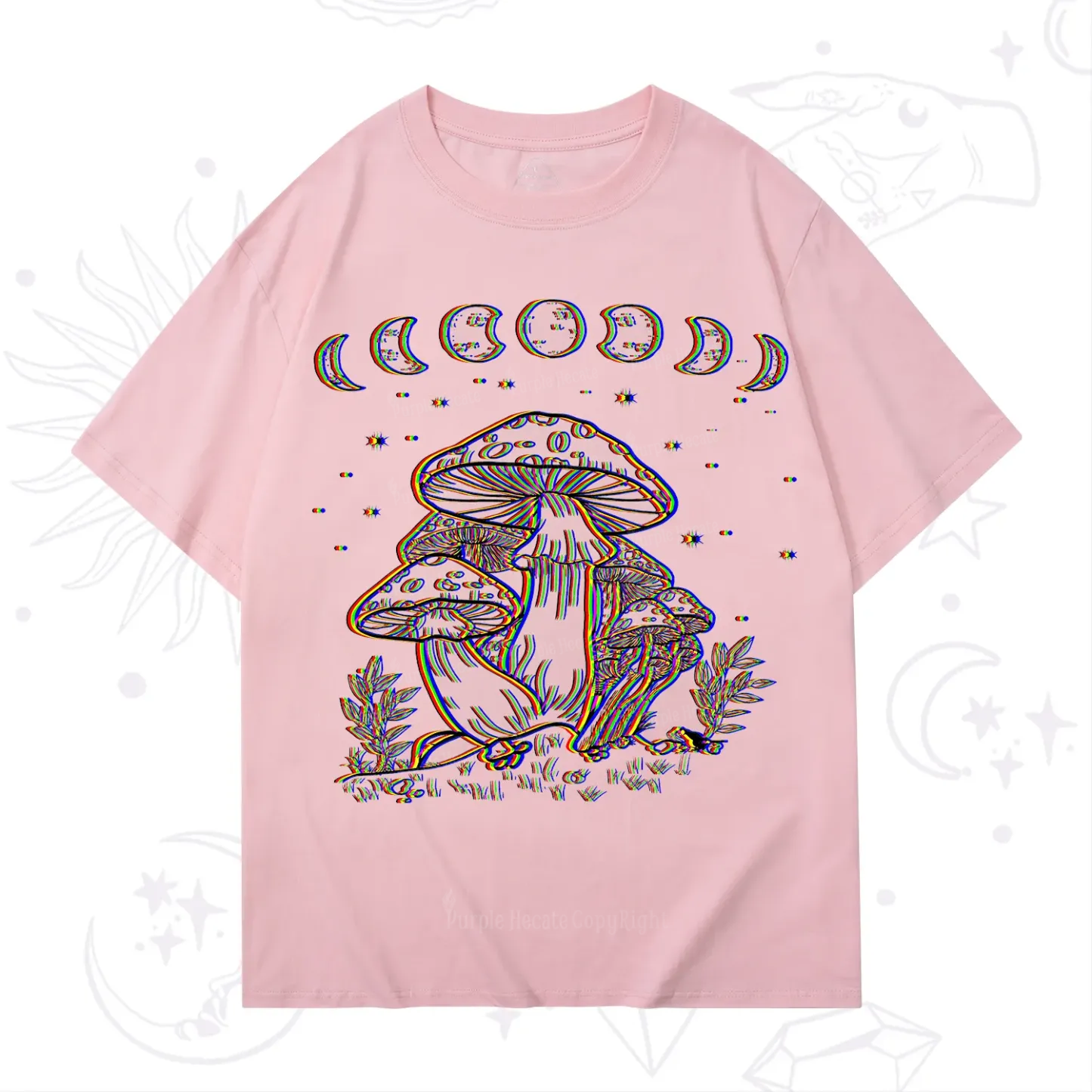 Purplehecate Mushroom and Moon T-Shirt