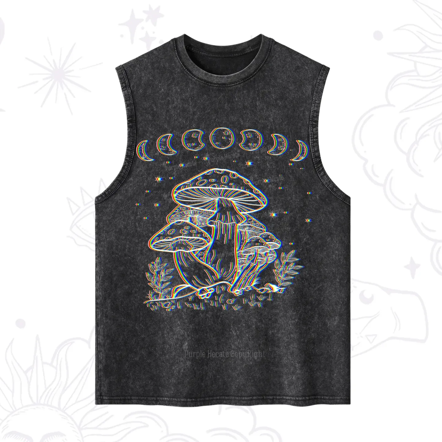 Purplehecate Mushroom and Moon Washed Tank