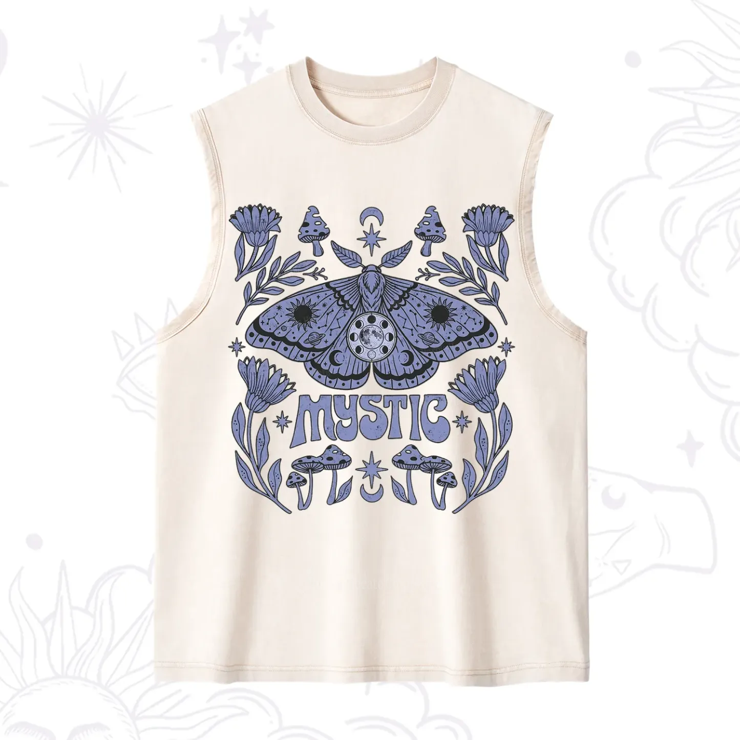 Purplehecate Celestial Moth Mushrooms Washed Tank