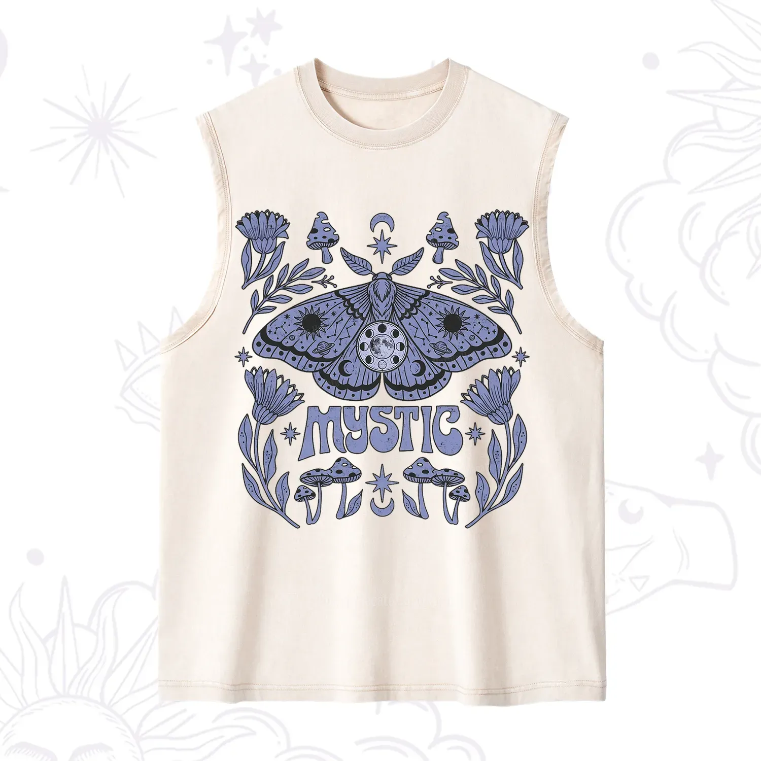 Purplehecate Celestial Moth Mushrooms Washed Tank
