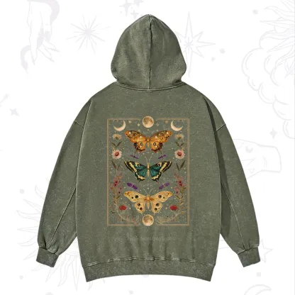 Purplehecate Sun and Moon Butterfly Washed Hoodie