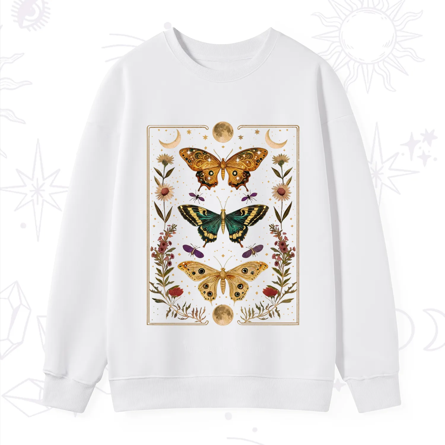 Purplehecate Sun and Moon Butterfly Sweatshirt