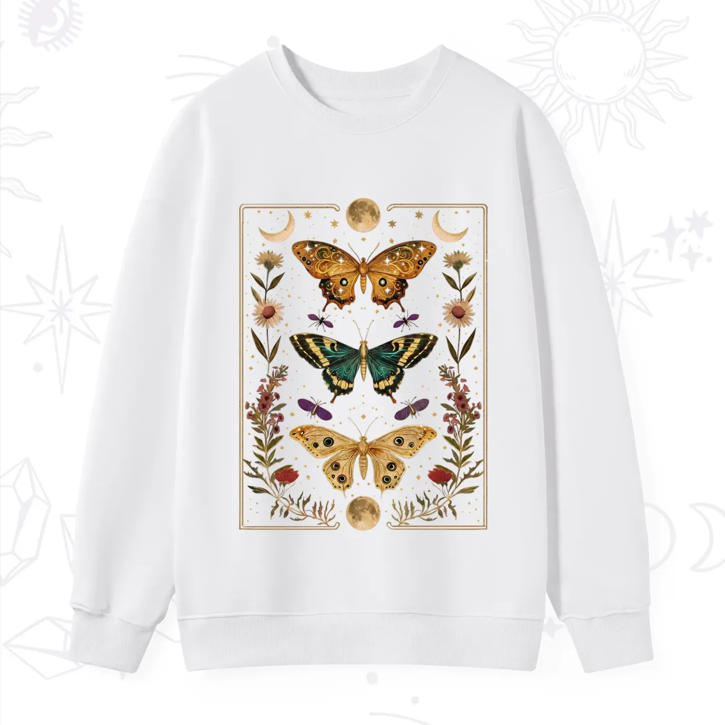 Purplehecate Sun and Moon Butterfly Sweatshirt