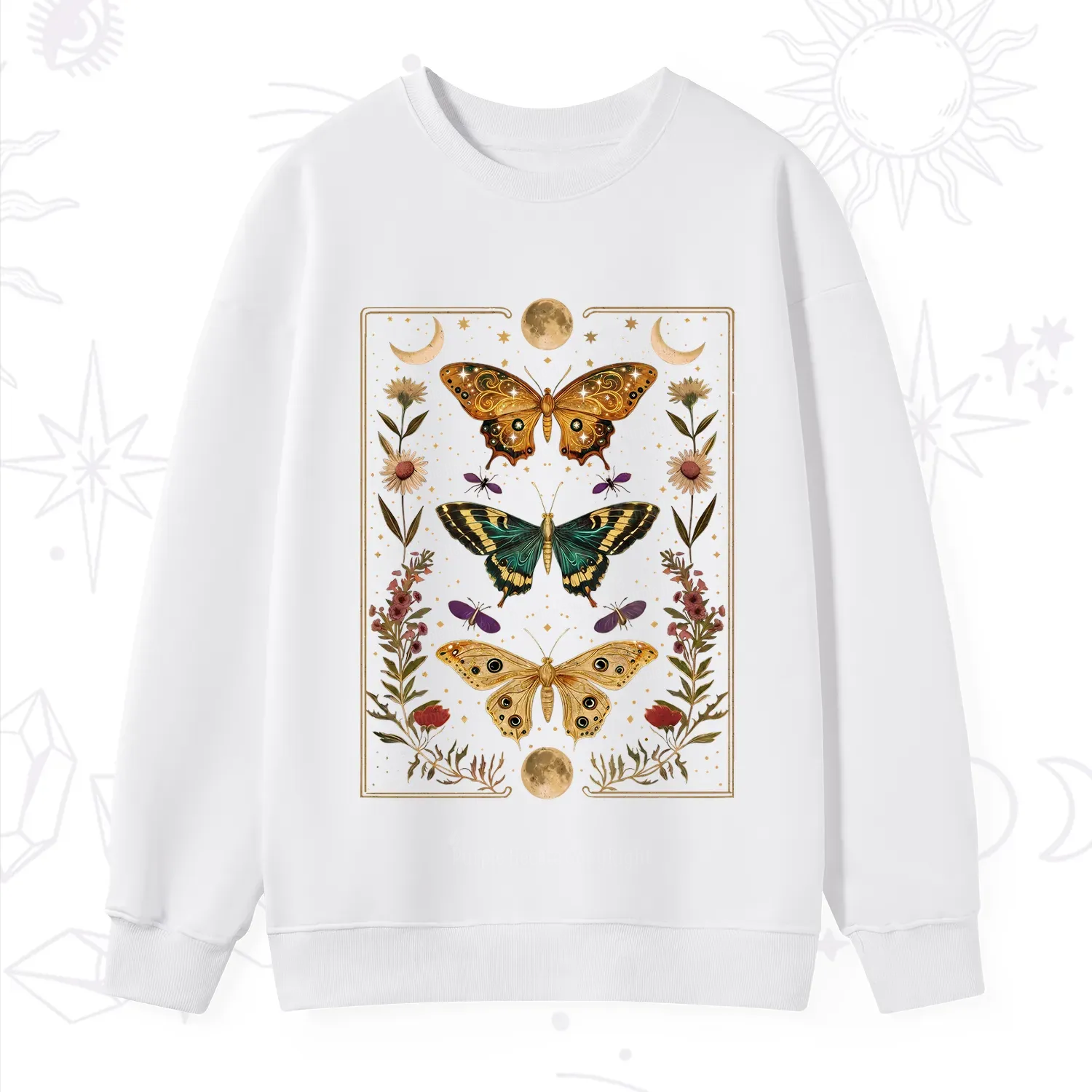 Purplehecate Sun and Moon Butterfly Sweatshirt