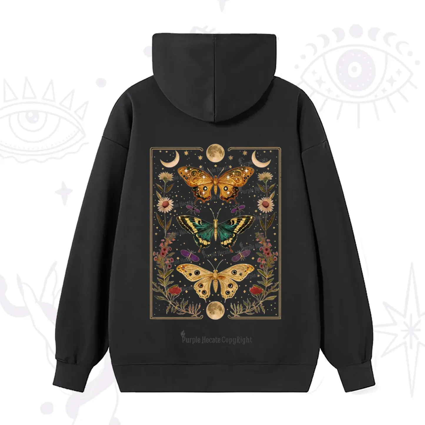 Purplehecate Sun and Moon Butterfly Hoodie