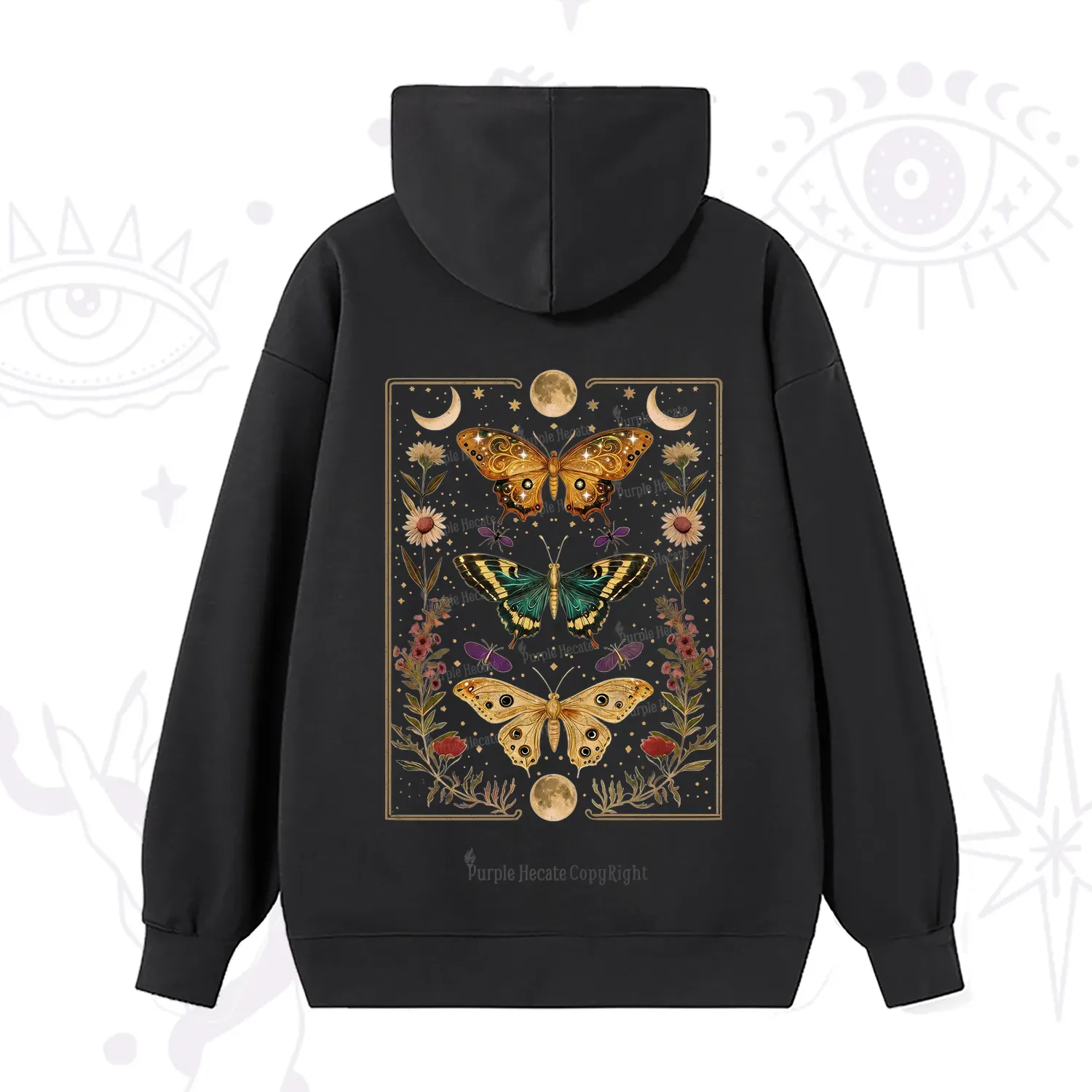 Purplehecate Sun and Moon Butterfly Hoodie