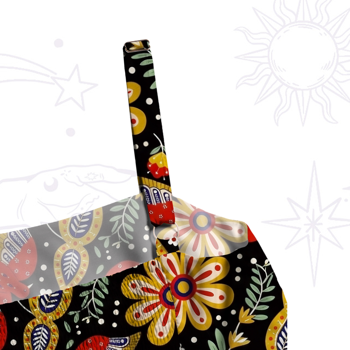 Purplehecate Midnight Tropical Rhapsody Wide Straps Maxi Dress