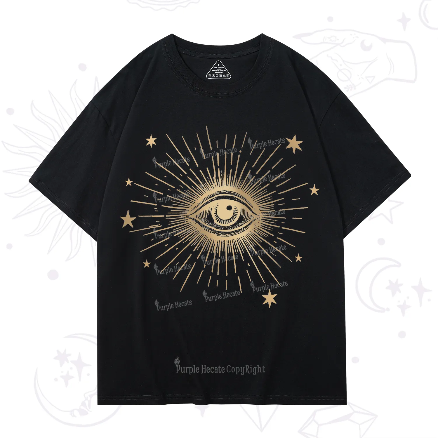 Purplehecate Celestial Eye with Stars T-Shirt