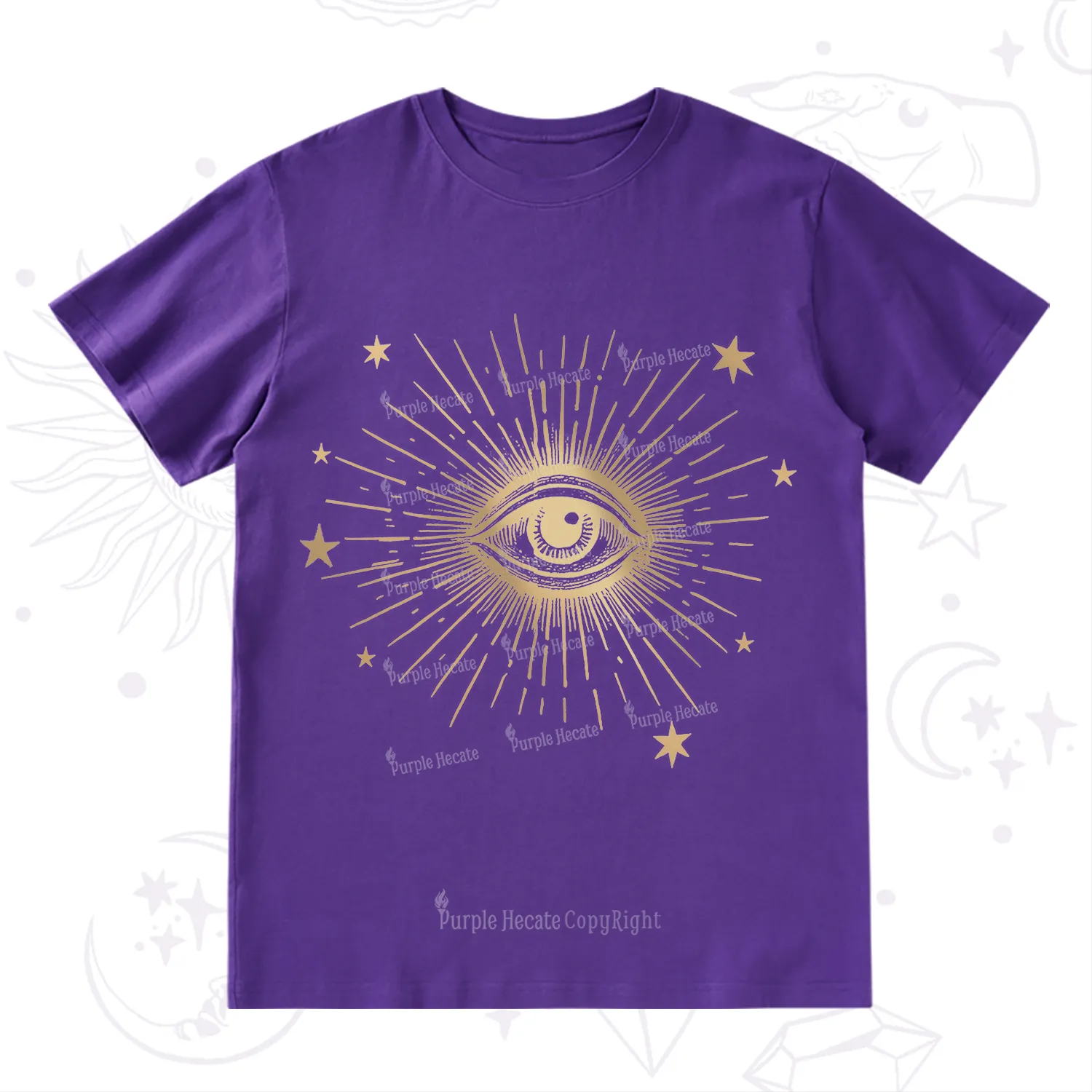 Purplehecate Celestial Eye with Stars T-Shirt