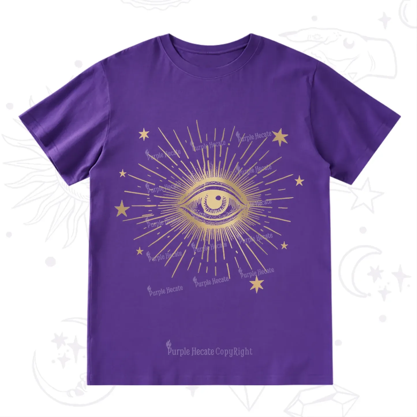 Purplehecate Celestial Eye with Stars T-Shirt