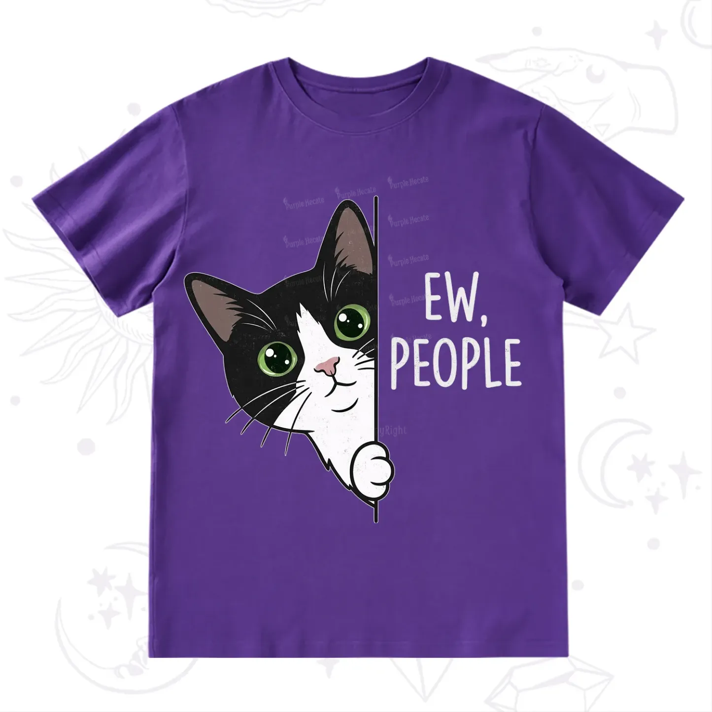 Purplehecate Funny Cat Ew People T-Shirt
