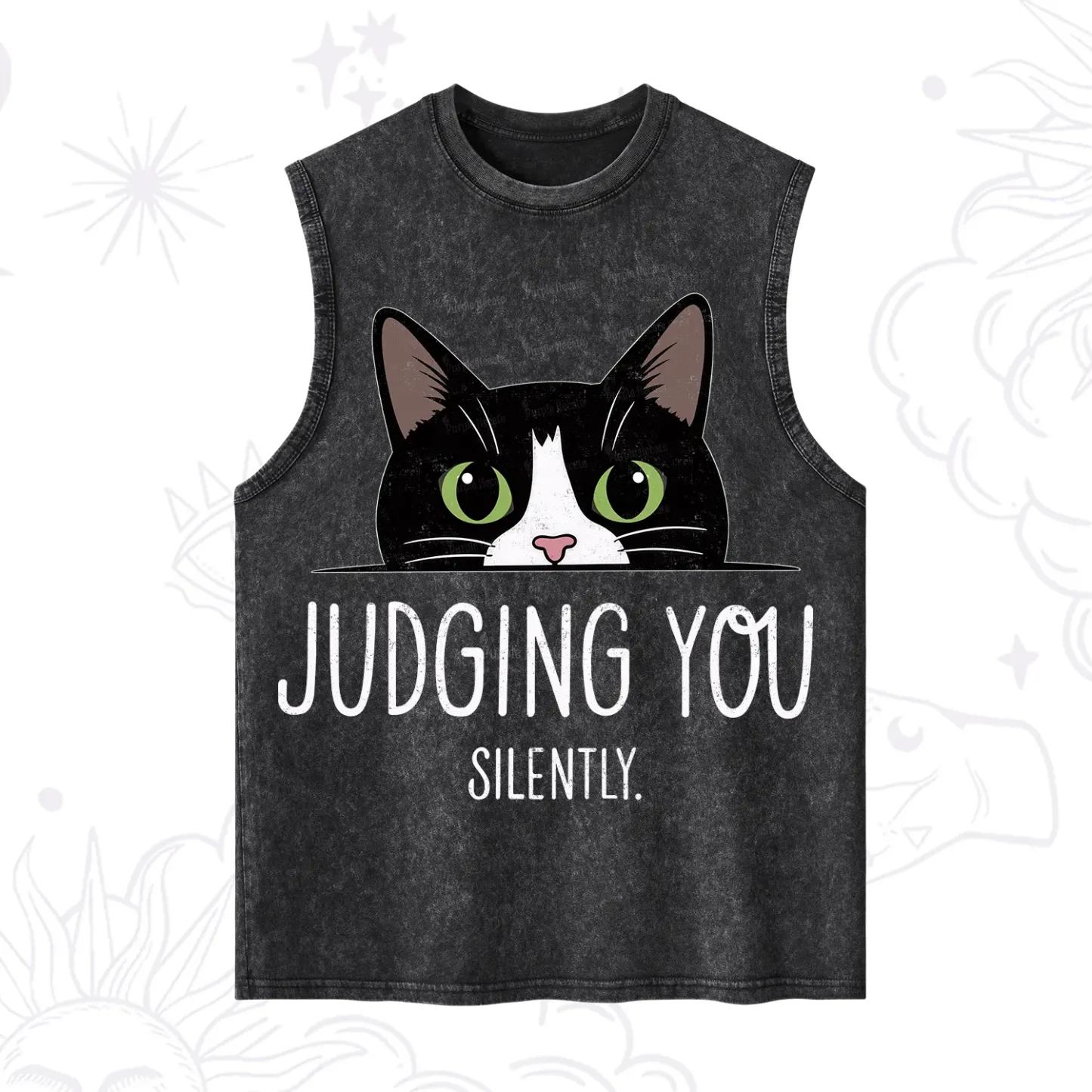 Purplehecate Cute Cat Judging You Silently Washed Tank