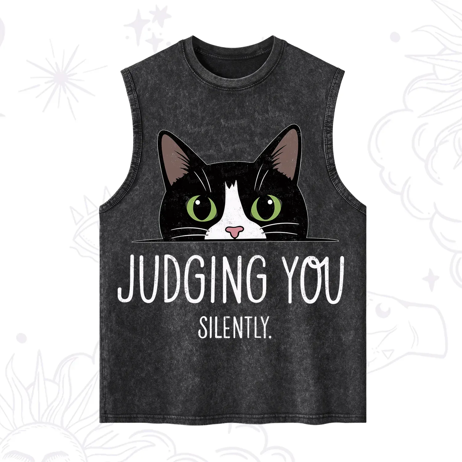Purplehecate Cute Cat Judging You Silently Washed Tank