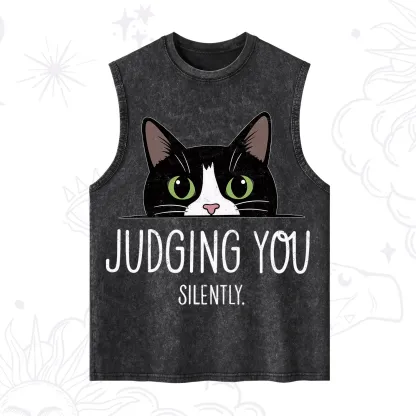 Purplehecate Cute Cat Judging You Silently Washed Tank