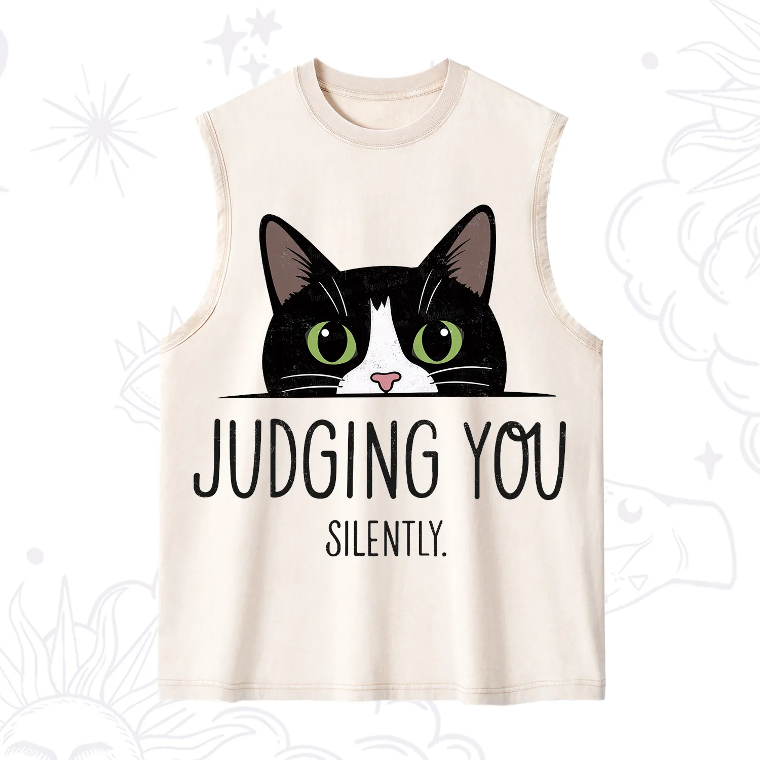 Purplehecate Cute Cat Judging You Silently Washed Tank