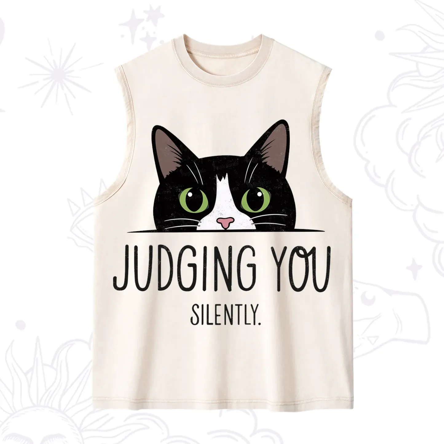 Purplehecate Cute Cat Judging You Silently Washed Tank