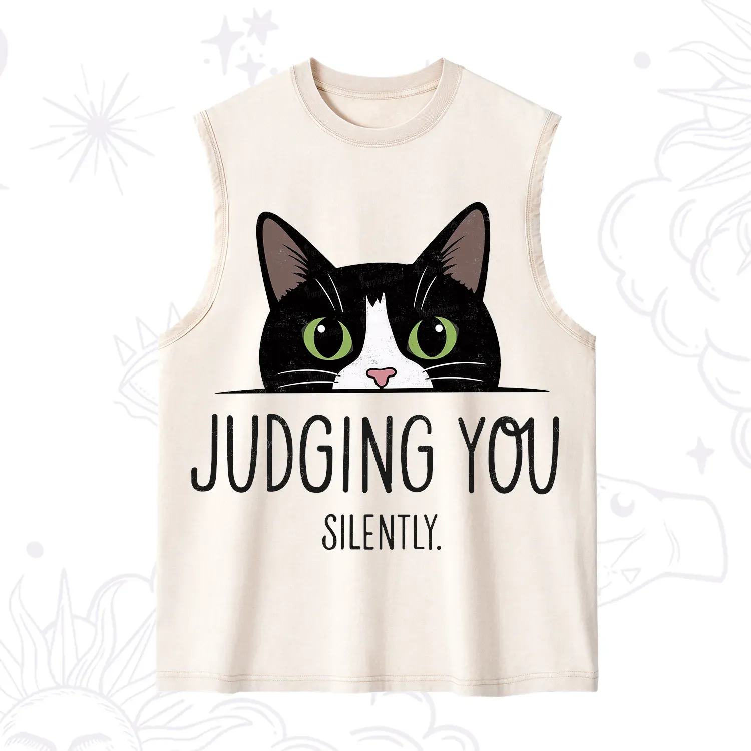 Purplehecate Cute Cat Judging You Silently Washed Tank