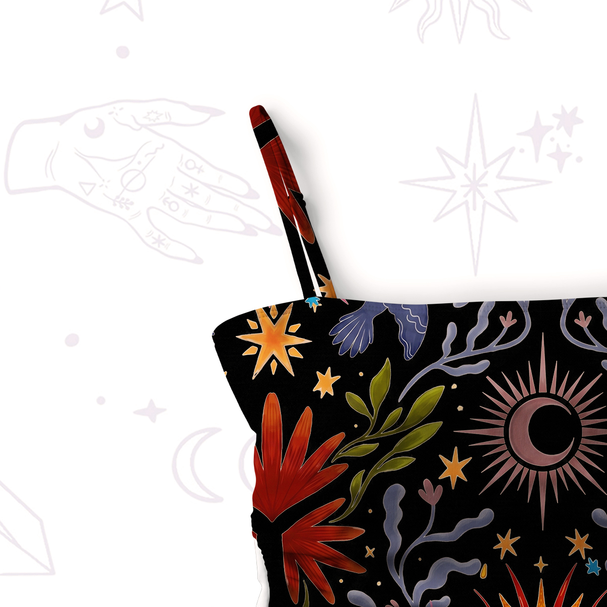 Purplehecate Sacred Flame Heart Slim-Strap Swimsuit