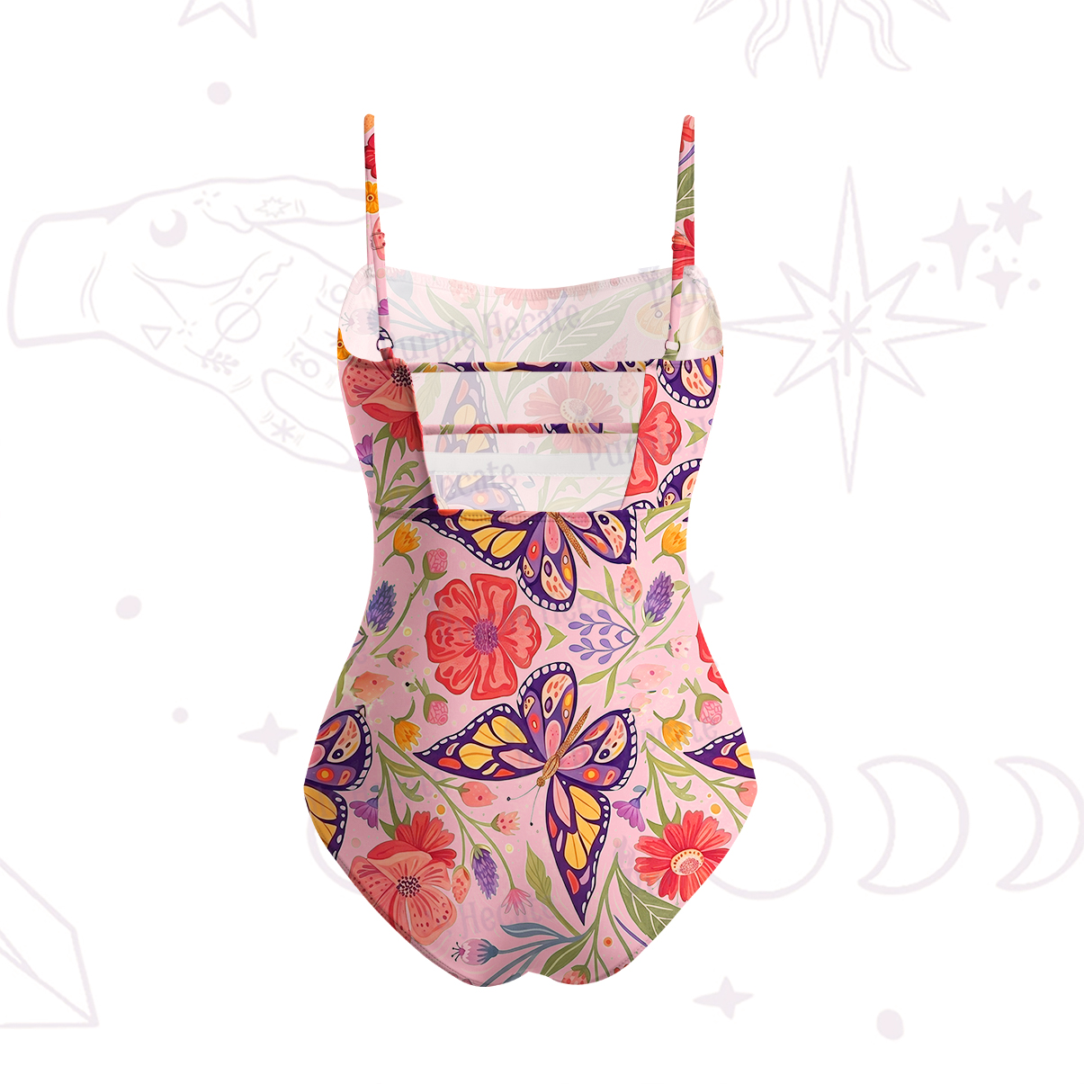 Purplehecate Enchanted Garden of Butterflies Slim-Strap Swimsuit