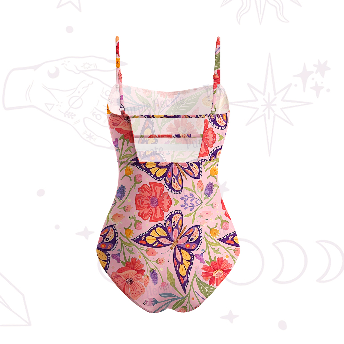 Purplehecate Enchanted Garden of Butterflies Slim-Strap Swimsuit
