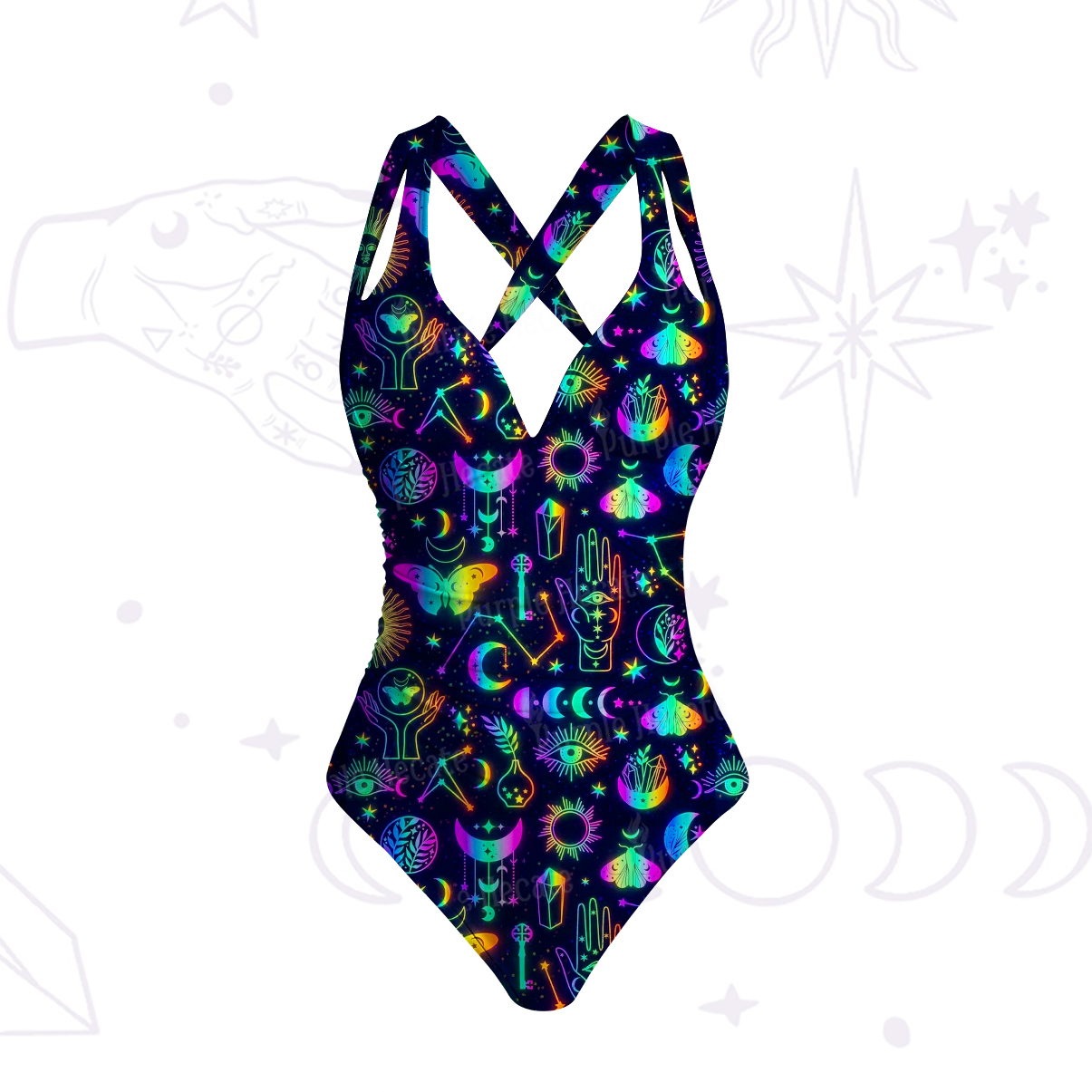 Purplehecate Blacklight Butterfly One-Piece Swimsuit