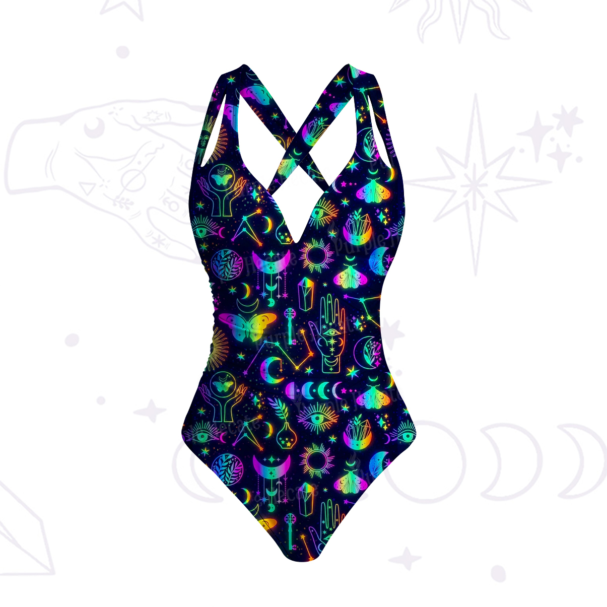 Purplehecate Blacklight Butterfly One-Piece Swimsuit