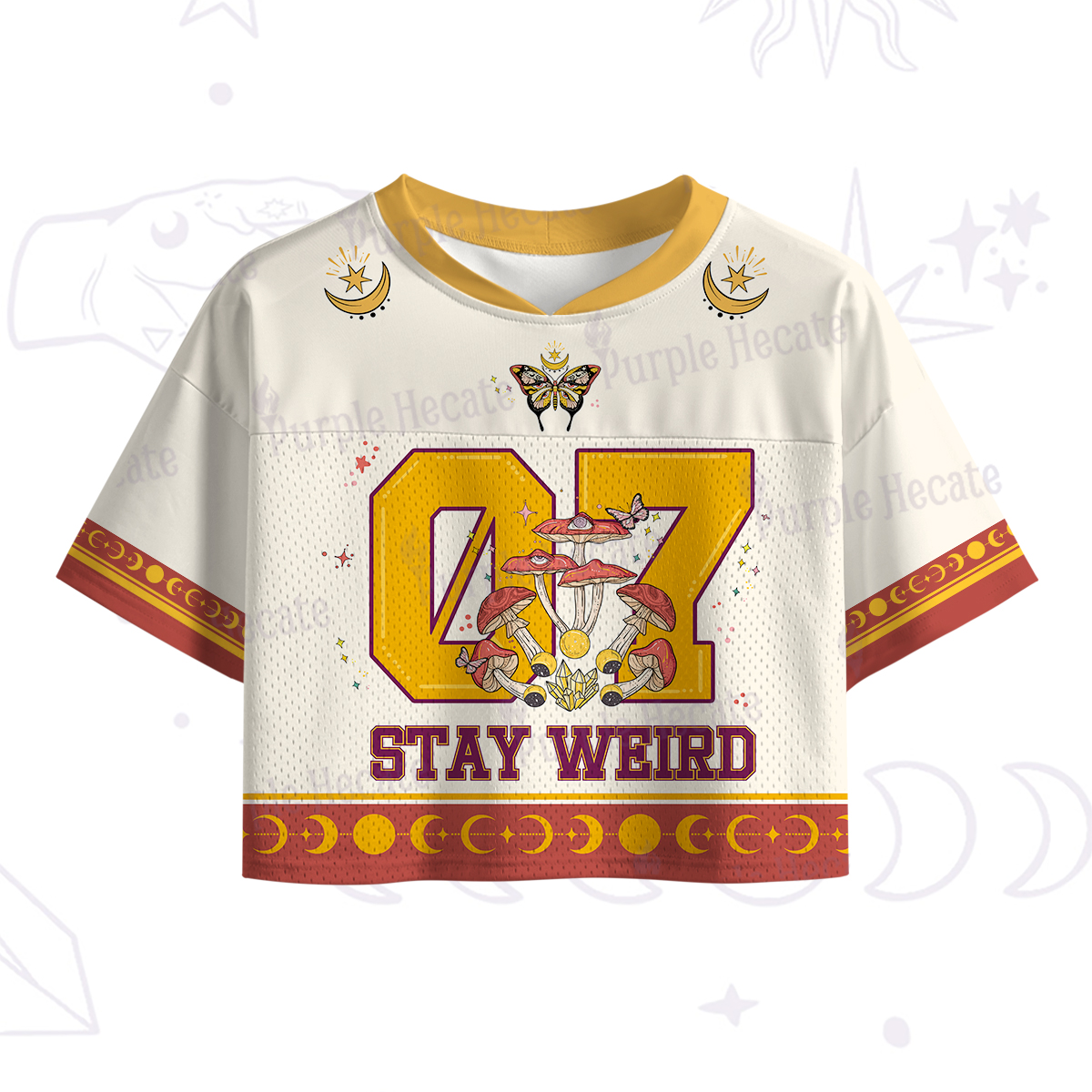 Purplehecate Stay Weird Crop Sports Jersey