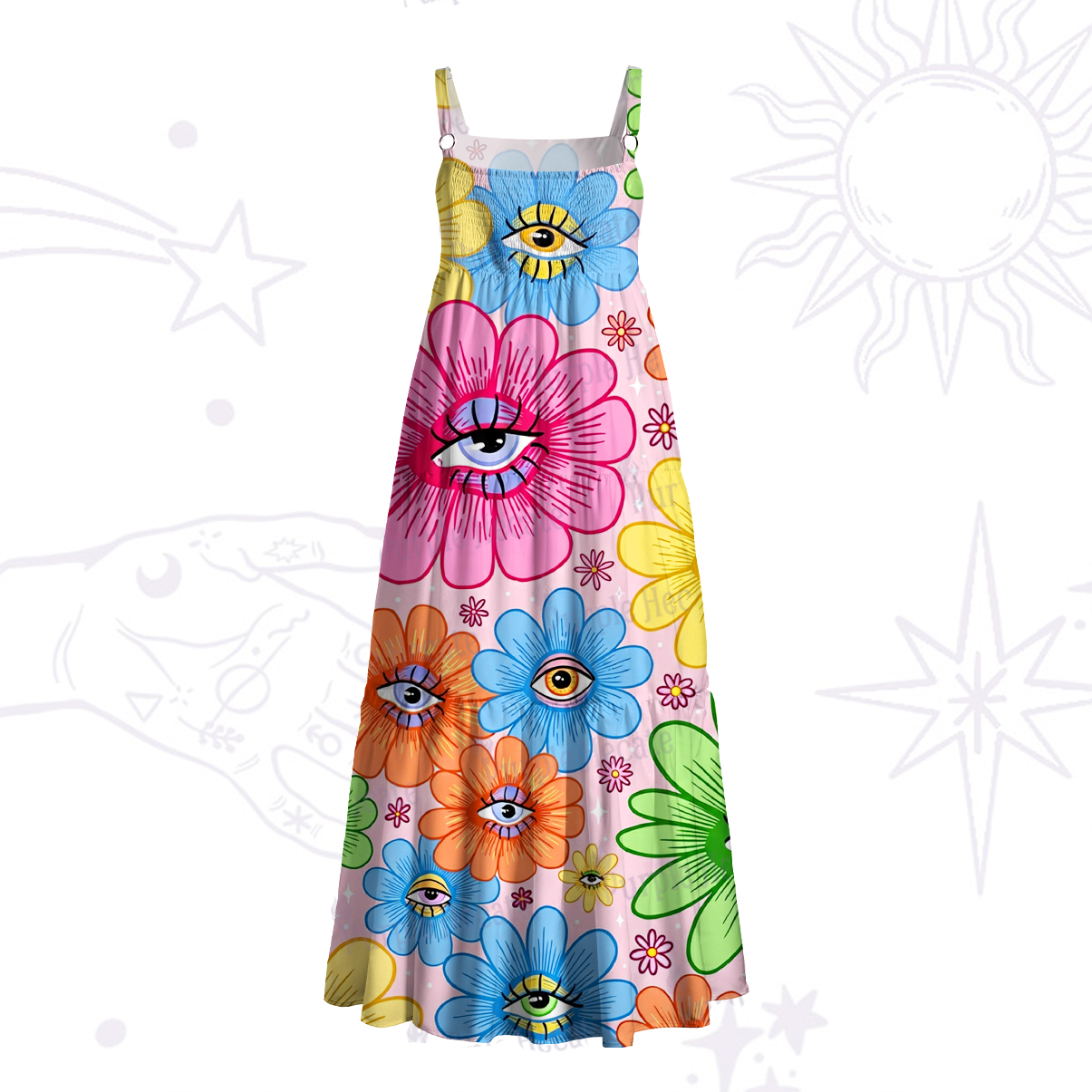 Purplehecate Eyes in Bloom Wide Straps Maxi Dress