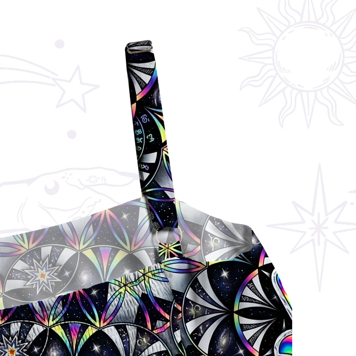 Purplehecate Psychedelic Hamsa Third Eye Wide Straps Maxi Dress