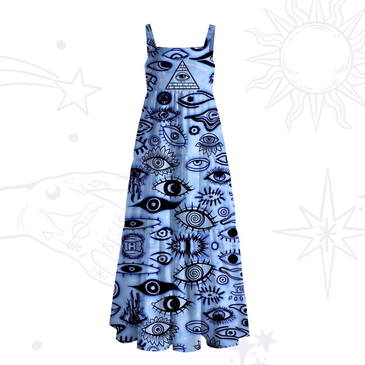Purplehecate Realm of the All‑Seeing Eye Wide Straps Maxi Dress